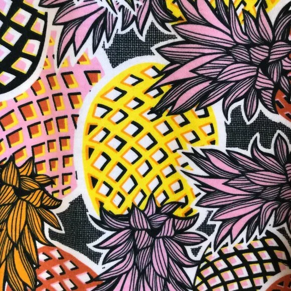 NWOT Rebecca Malone Short-Sleeved Cotton Tee, Colorful Pineapple Print Size XL - Picture 3 of 9